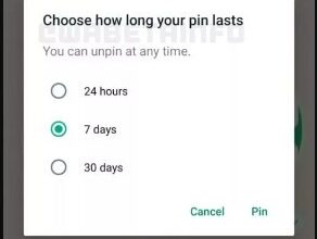پین شدن پیام در واتساپ