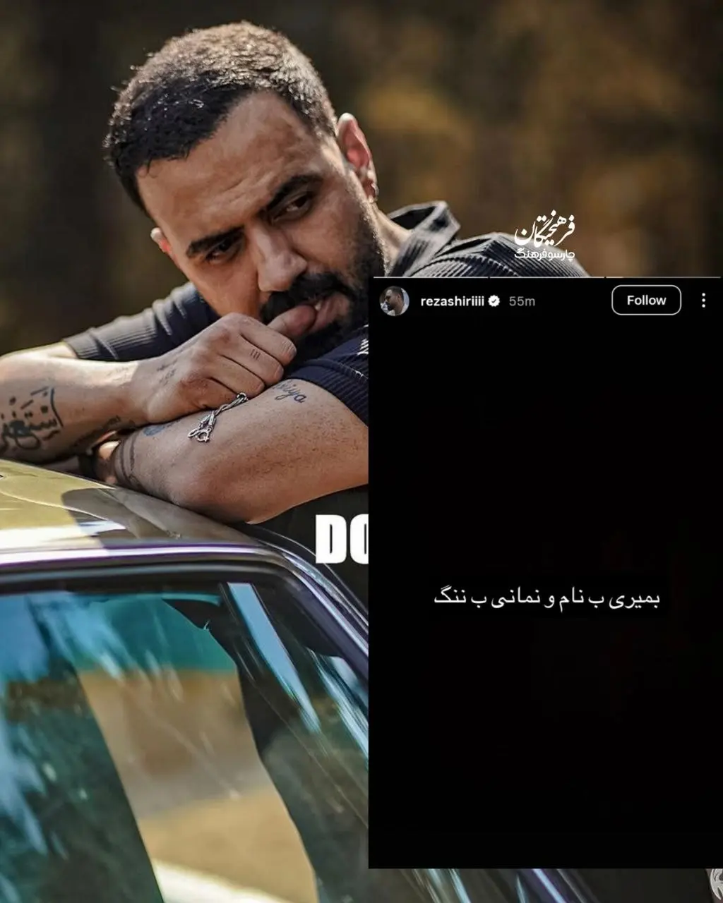 استوری رضا شیری خواننده پاپ در واکنش به وطن دوستان 